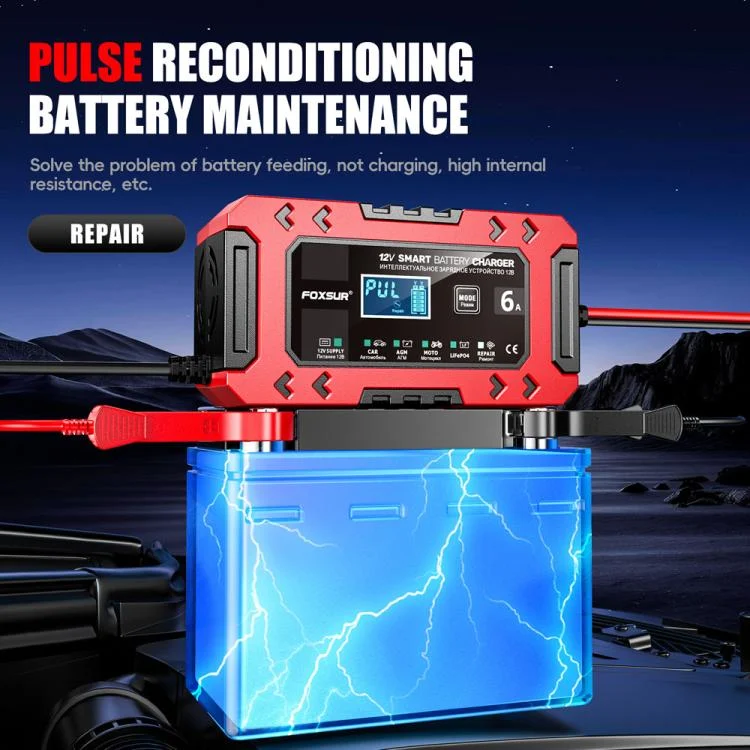 EDA008118401A_6.webp FOXSUR FBC1206F 12V 6A Car Motorcycle Battery Charger Smart Repair Multi-function Charger - Image 7
