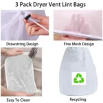 3pcs/Pack Dryer Vent Lint Trap Dryer Vent Duct Lint Bag - Image 3