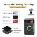 MUXMA Snake Texture RFID Mobile Phone Back Stick Card Bag with Ring - Image 3