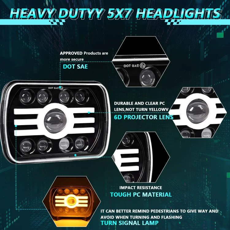 EDA008266301A_1.webp Y19 H4 7 inch Car Sun Style Square Modified Headlight for Jeep Wrangler - Image 2