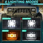 Y19 H4 7 inch Car Sun Style Square Modified Headlight for Jeep Wrangler - Image 3