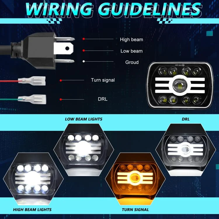 EDA008266301A_3.webp Y19 H4 7 inch Car Sun Style Square Modified Headlight for Jeep Wrangler - Image 4