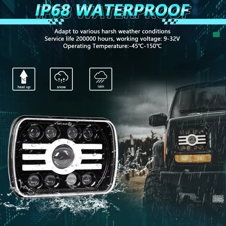 EDA008266301A_4.webp Y19 H4 7 inch Car Sun Style Square Modified Headlight for Jeep Wrangler - Image 5