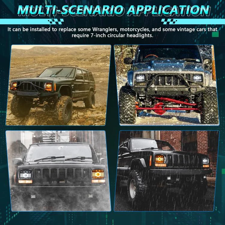 EDA008266301A_5.webp Y19 H4 7 inch Car Sun Style Square Modified Headlight for Jeep Wrangler - Image 6