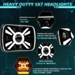 Y23 H4 7 inch Car Seven-bead Sun Style Square Modified Headlight for Jeep Wrangler - Image 2