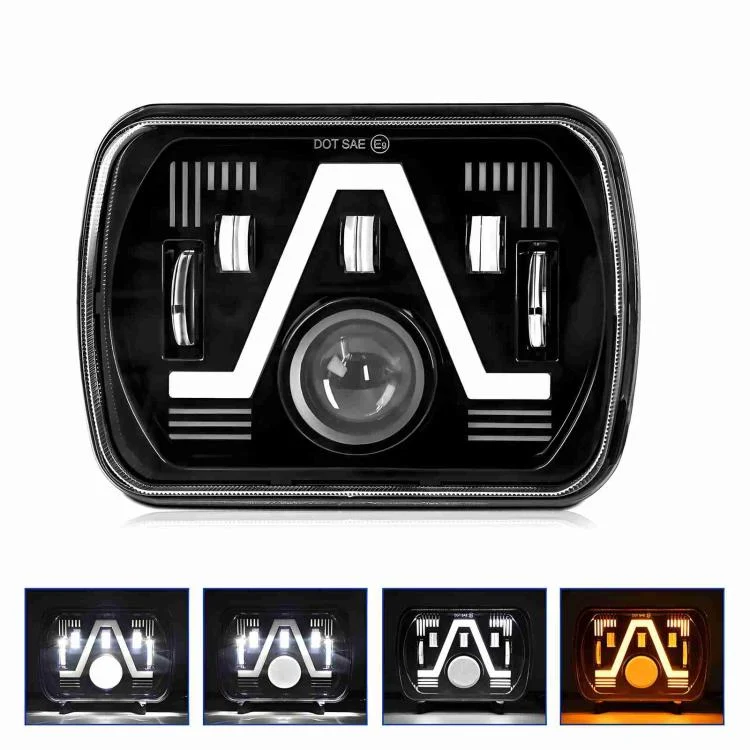 Y24 H4 7 inch Car V-style Square Modified Headlight for Jeep Wrangler