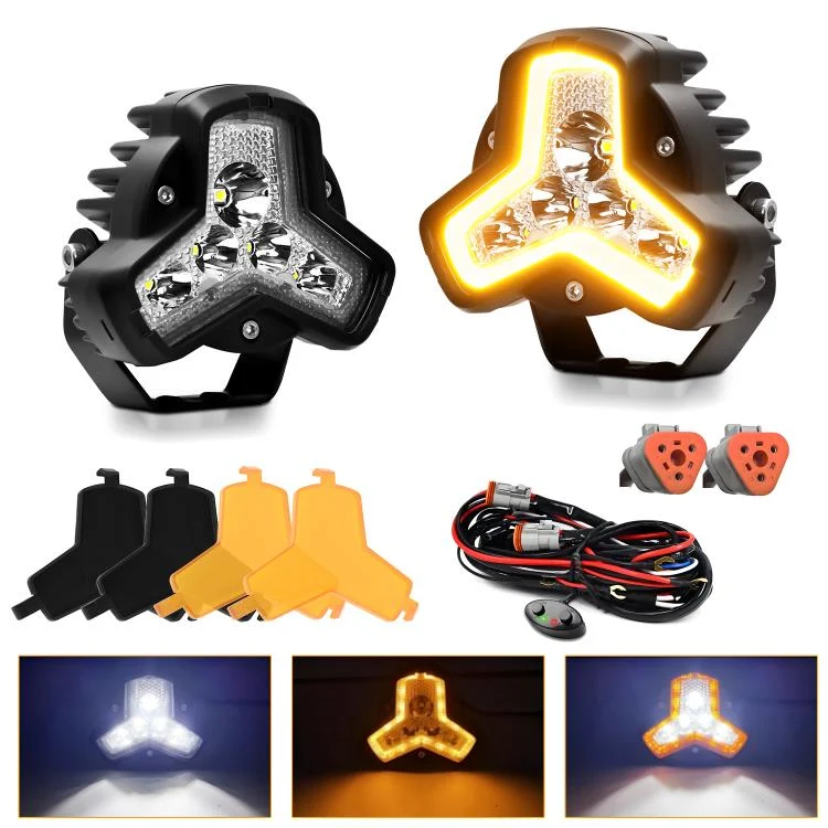 EDA008267101A.webp 2pcs/Pack Car 80W High-power Matrix Triangle Cannon Work Light with Cable Set - Image 1