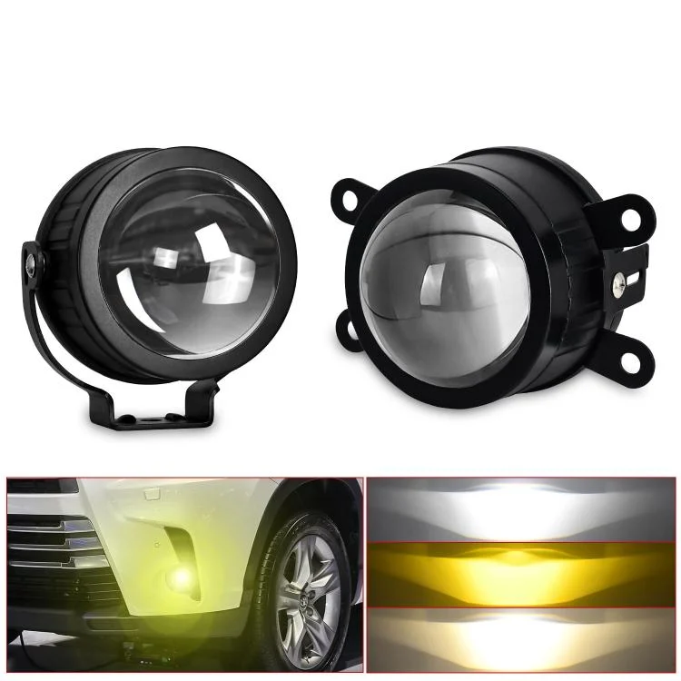 T10 2pcs/Pack 55W 3 inch High Power Dual Lens Fog Light, Universal Double Holder