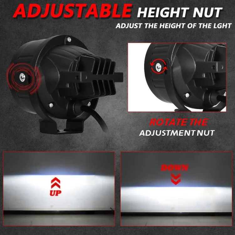 EDA0082687_2.webp T10 2pcs/Pack 55W 3 inch High Power Dual Lens Fog Light, Universal Double Holder - Image 3