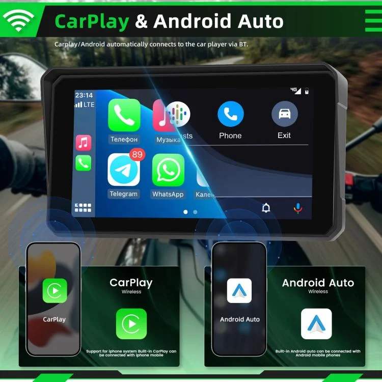 EDA008303201A_4.webp 6 inch Motorcycle Wireless CarPlay and Android Auto Display Screen Navigator - Image 5