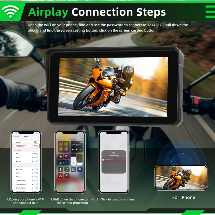 EDA008303201A_5.webp 6 inch Motorcycle Wireless CarPlay and Android Auto Display Screen Navigator - Image 6