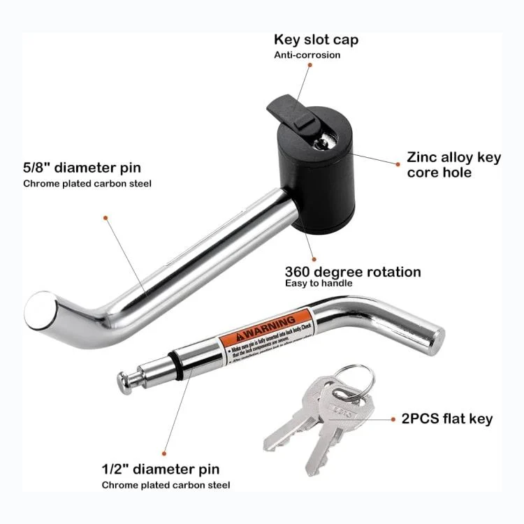 EDA008365001A_2.webp 5/8 inch and 1/2 inch Car American Towing Hitch Metal Lock - Image 3