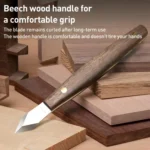 Dual-Edged Carbon Steel Bevel Blade Wooden Handle Wood Carving Knife with Protective Cover - Image 3
