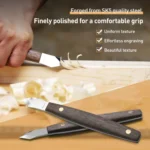 Dual-Edged Carbon Steel Bevel Blade Wooden Handle Wood Carving Knife with Protective Cover - Image 5