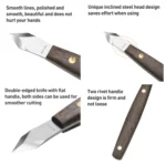 Dual-Edged Carbon Steel Bevel Blade Wooden Handle Wood Carving Knife with Protective Cover - Image 8