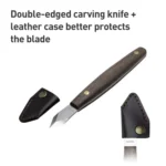 Dual-Edged Carbon Steel Bevel Blade Wooden Handle Wood Carving Knife with Protective Cover - Image 9