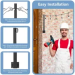 String Hanging Light Poles Fence Light Hanger With Clip Holder Hook for Outdoor Courtyard Garden - Image 4