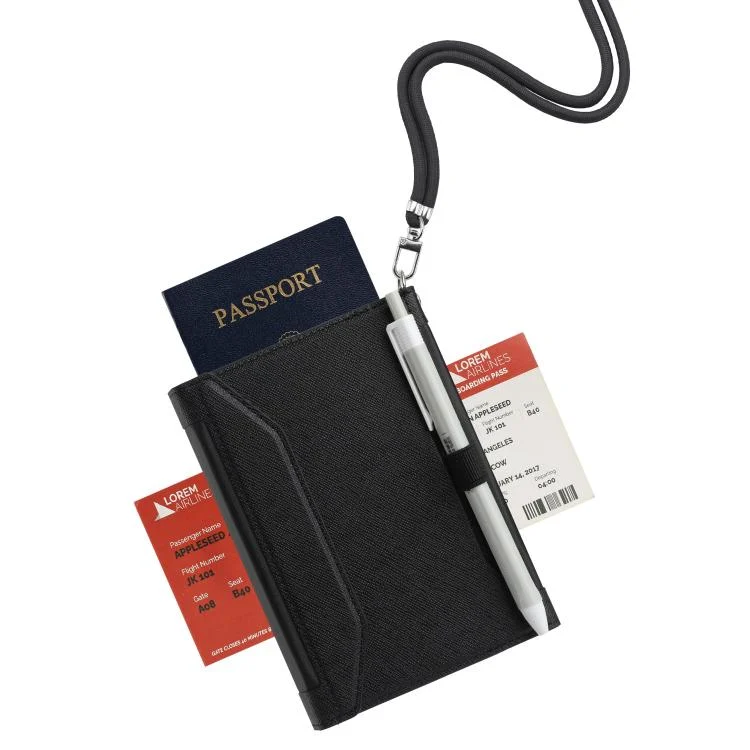 EDA008567601A_2.webp Multifunctional RFID Blocking Passport Book with Long Lanyard - Image 3