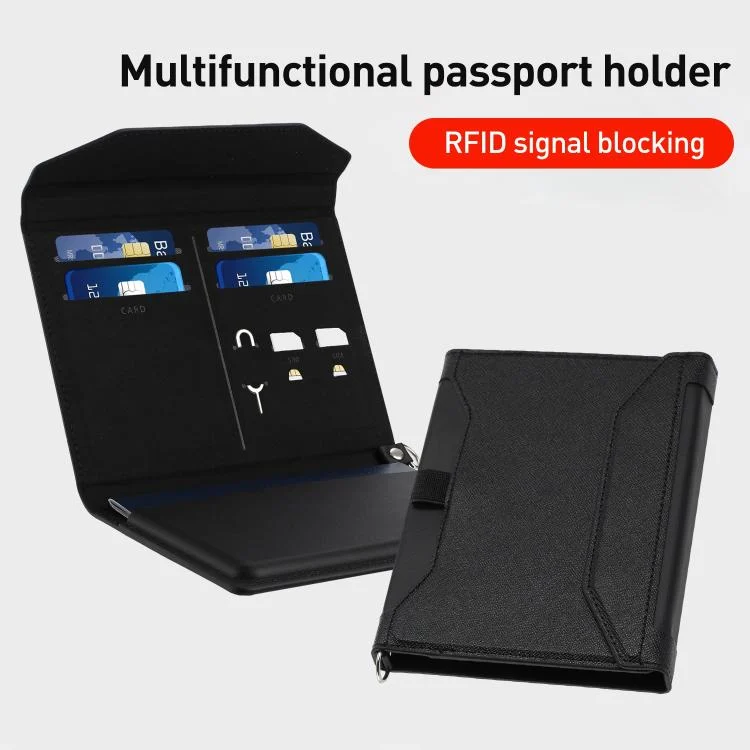 EDA008567601A_6.webp Multifunctional RFID Blocking Passport Book with Long Lanyard - Image 7