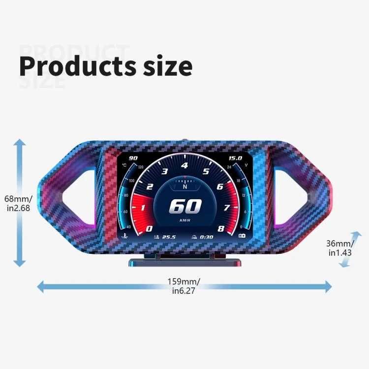 EDA008614801A_15.webp P26 Car HUD Head-Up Display Multi-function LCD OBD Smart Gauge Slope Meter Accelerometer - Image 16