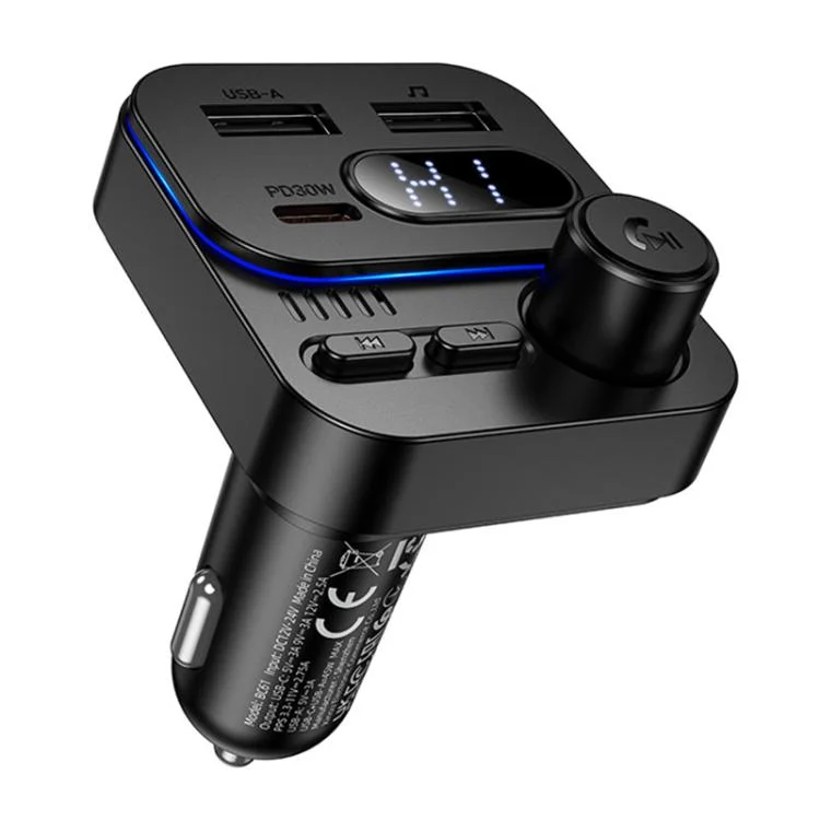 BOROFONE BC61 Ocean 45W USB-A and USB-C / Type-C Dual Port Car BT FM Transmitter - Qty: 5 Units