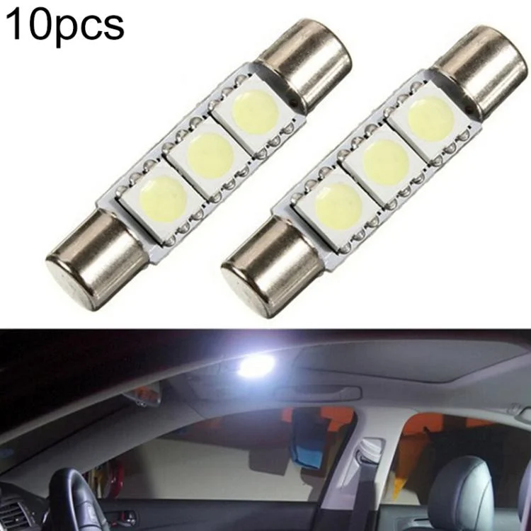 EDA0086618.webp 10pcs ST6-5050-3SMD 29mm B6 LED Car Make-up Mirror Light Reading Lamp - Image 1