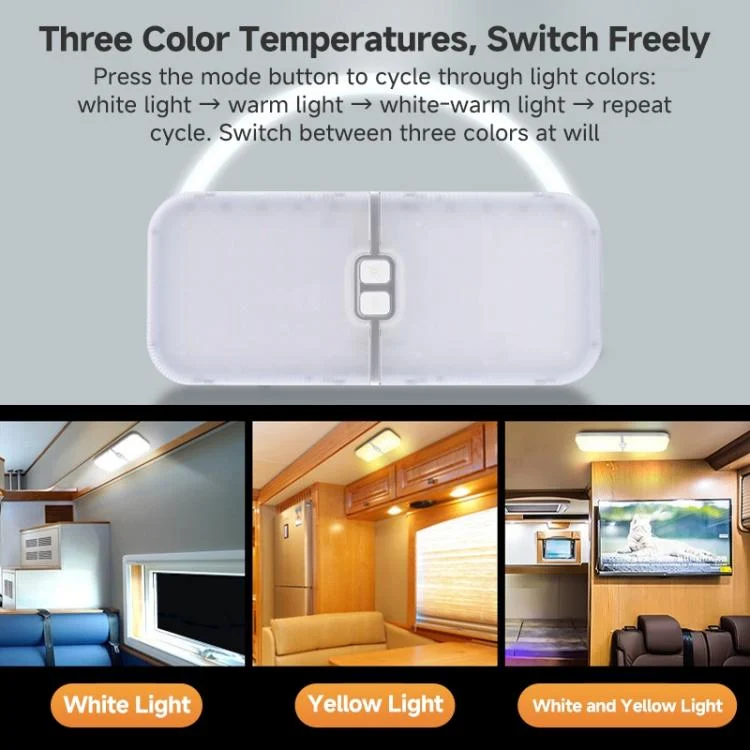 EDA008663101A_3.webp 12-30V RV Light 3-Color Temperature Rotary Button Dimming Roof Light - Image 4