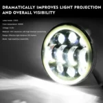 EagleVision DC9-30V 35W 6000K 4000LM 5.75 inch Round Motorcycle 6LEDs Headlight with Angel Eye for Harley-Davidson - Image 9