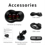 F9 OBD2 + GPS Mode Car HUD Head-up Display Speed / Water Temperature / Voltage Display - Image 9
