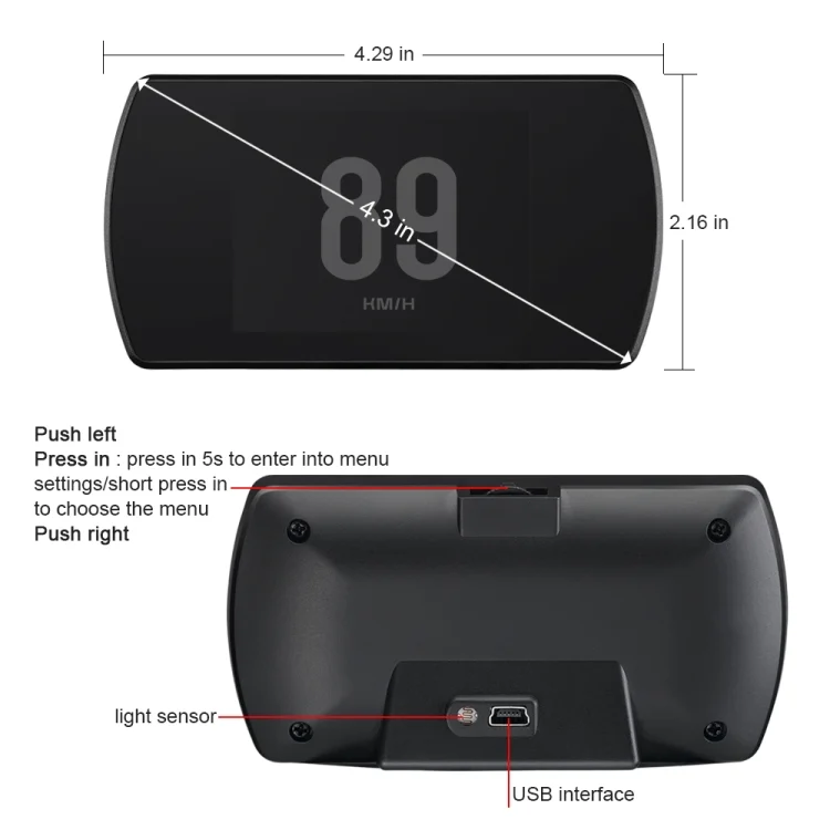 EDA009325_2.webp T800 Car HUD Head-up Display GPS Speed Display Speed / Voltage Alarm Altitude Display - Image 3
