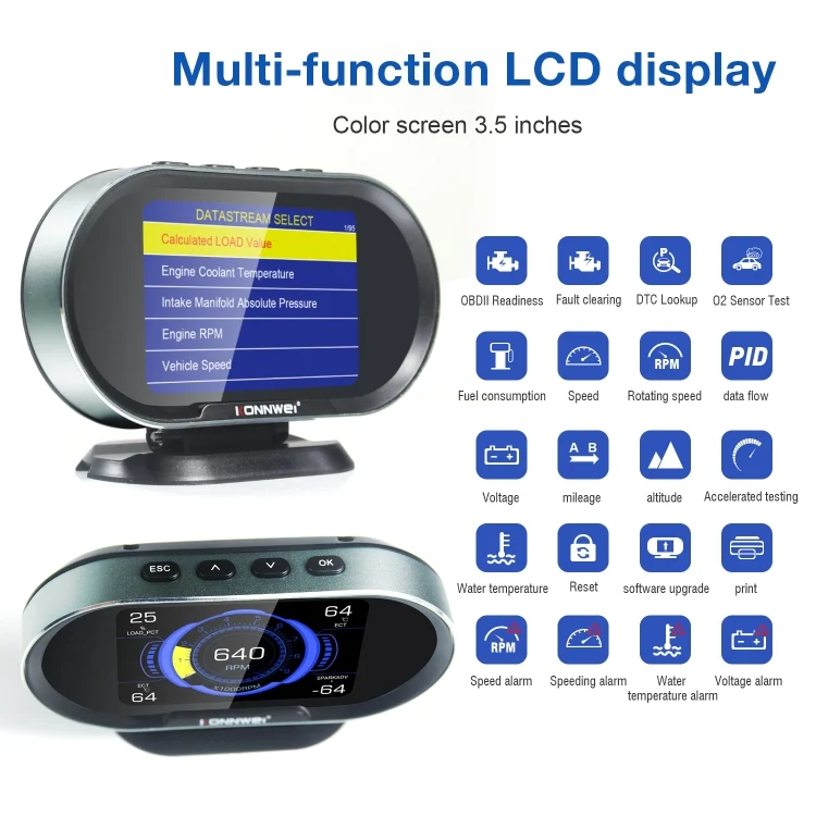 EDA009475_11.webp KONNWEI KW206 2 in 1 OBDII / EOBD12V Car Fault Scanner + 3.5 inch LCD Monitor - Image 12