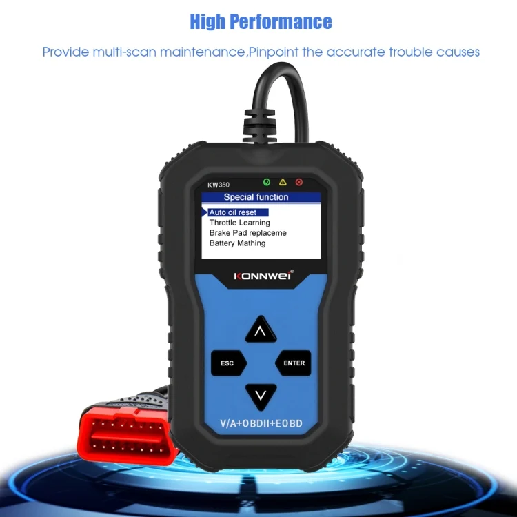 EDA009477_1.webp KONNWEI KW350 OBDII 12V Car Diagnostics Detector Scanner with 2 inch Black And White Display Screen V007 for Audi / Volkswagen - Image 2