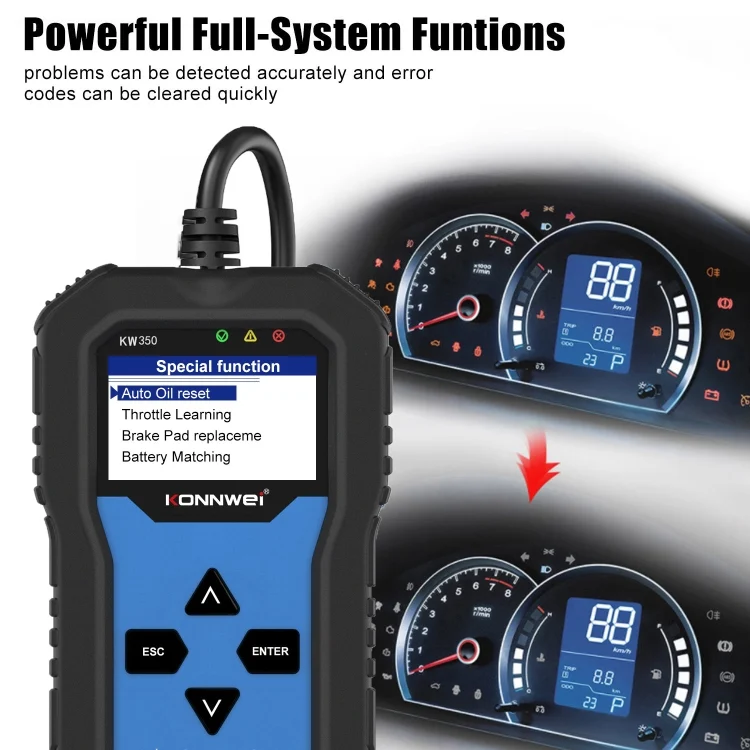 EDA009477_11.webp KONNWEI KW350 OBDII 12V Car Diagnostics Detector Scanner with 2 inch Black And White Display Screen V007 for Audi / Volkswagen - Image 12
