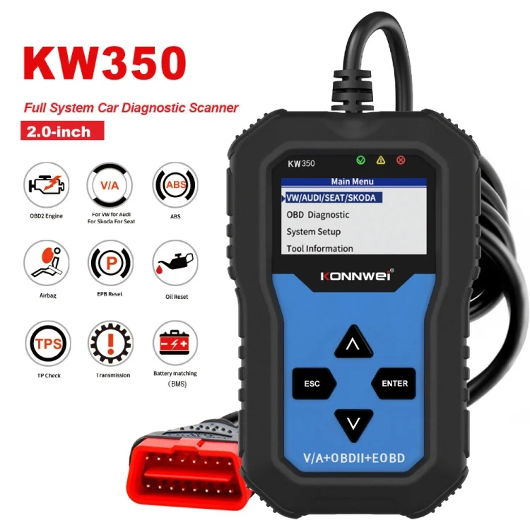 EDA009477_17.webp KONNWEI KW350 OBDII 12V Car Diagnostics Detector Scanner with 2 inch Black And White Display Screen V007 for Audi / Volkswagen - Image 18