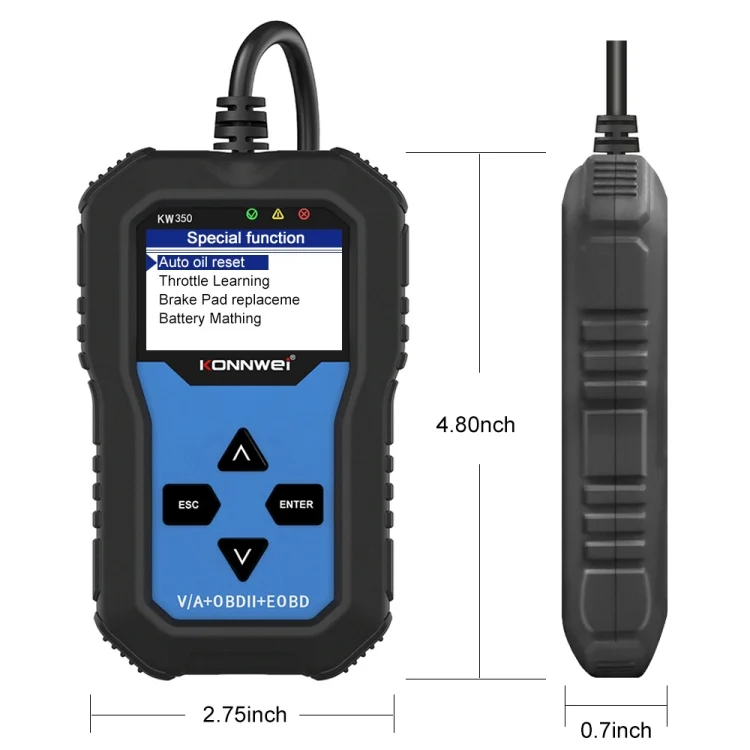 EDA009477_18.webp KONNWEI KW350 OBDII 12V Car Diagnostics Detector Scanner with 2 inch Black And White Display Screen V007 for Audi / Volkswagen - Image 19