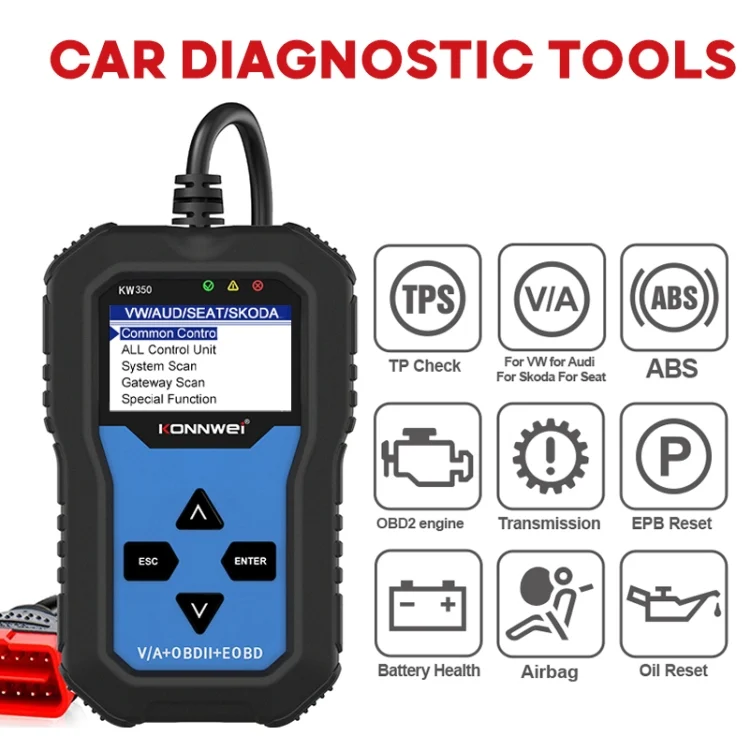 EDA009477_5.webp KONNWEI KW350 OBDII 12V Car Diagnostics Detector Scanner with 2 inch Black And White Display Screen V007 for Audi / Volkswagen - Image 6