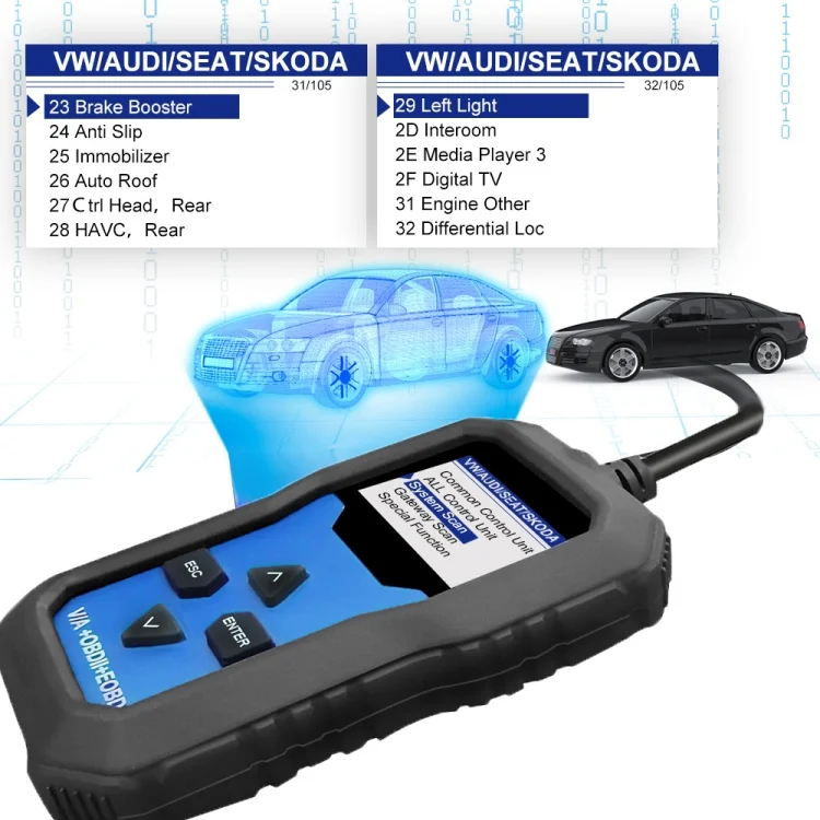 EDA009477_7.webp KONNWEI KW350 OBDII 12V Car Diagnostics Detector Scanner with 2 inch Black And White Display Screen V007 for Audi / Volkswagen - Image 8