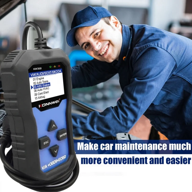 EDA009477_8.webp KONNWEI KW350 OBDII 12V Car Diagnostics Detector Scanner with 2 inch Black And White Display Screen V007 for Audi / Volkswagen - Image 9
