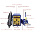 BAKU BK-878L2 AC 110V LED Display 2 in 1 Hot Air Gun Soldering Iron Soldering Station - Image 4