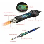BAKU BK-878L2 AC 220V LED Display 2 in 1 Hot Air Gun Soldering Iron Soldering Station - Image 5