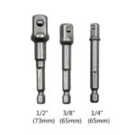 3 PCS/Set Socket Bit Extension Bar Hex Shank Adapter Drill Nut Driver Power Drill Bit(1/4, 3/8, 1/2 inch), Length:65-73mm - Image 2