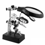 5 LED Auxiliary Clip Magnifier AC/DC Interchangeable with Soldering Stand & Two Magnifier, US Plug - Image 3