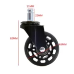 2.5 inch PU Black Transparent Wheel Suitable for Office Chair 11x22mm Mute Screw Universal Wheel - Image 3