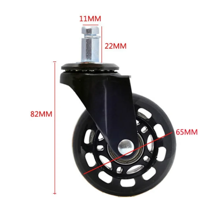 FUT0412_2.webp 2.5 inch PU Black Transparent Wheel Suitable for Office Chair 11x22mm Mute Screw Universal Wheel - Image 3