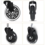 2.5 inch PU Black Transparent Wheel Suitable for Office Chair 11x22mm Mute Screw Universal Wheel - Image 4