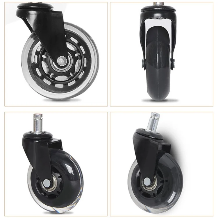 FUT0412_3.webp 2.5 inch PU Black Transparent Wheel Suitable for Office Chair 11x22mm Mute Screw Universal Wheel - Image 4