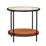 Coffee Table Share with Pets Multi-function Tempered Glass Round Shape Tabletop Tea Table, Size: 21.6x21.6x20.2 inch - Image 2