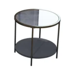 Coffee Table Share with Pets Multi-function Tempered Glass Round Shape Tabletop Tea Table, Size: 21.6x21.6x20.2 inch - Image 3
