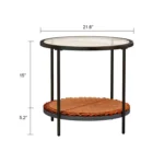 Coffee Table Share with Pets Multi-function Tempered Glass Round Shape Tabletop Tea Table, Size: 21.6x21.6x20.2 inch - Image 4