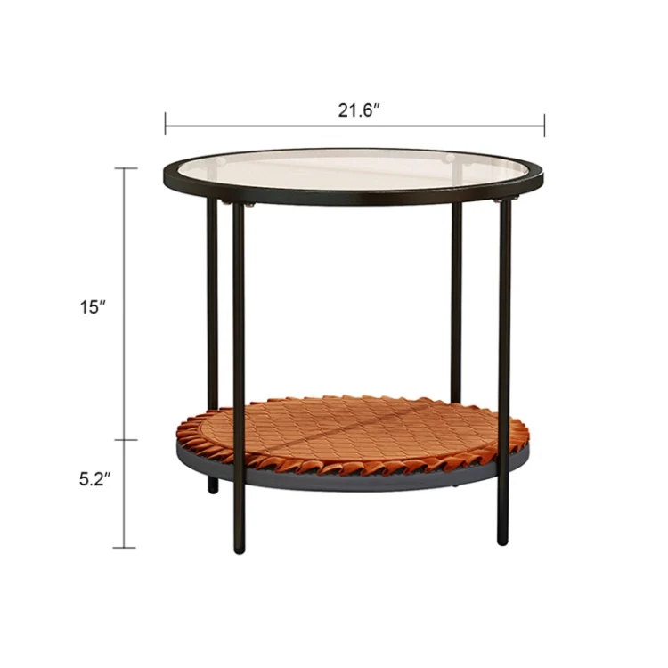 FUT4846US_3.webp Coffee Table Share with Pets Multi-function Tempered Glass Round Shape Tabletop Tea Table, Size: 21.6x21.6x20.2 inch - Image 4